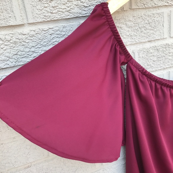 Impeccable Pig Wine Off the Shoulder Tunic - Picture 2 of 8